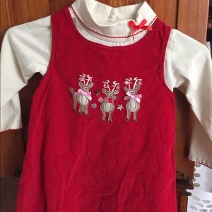 Dress with Reindeer and off white top